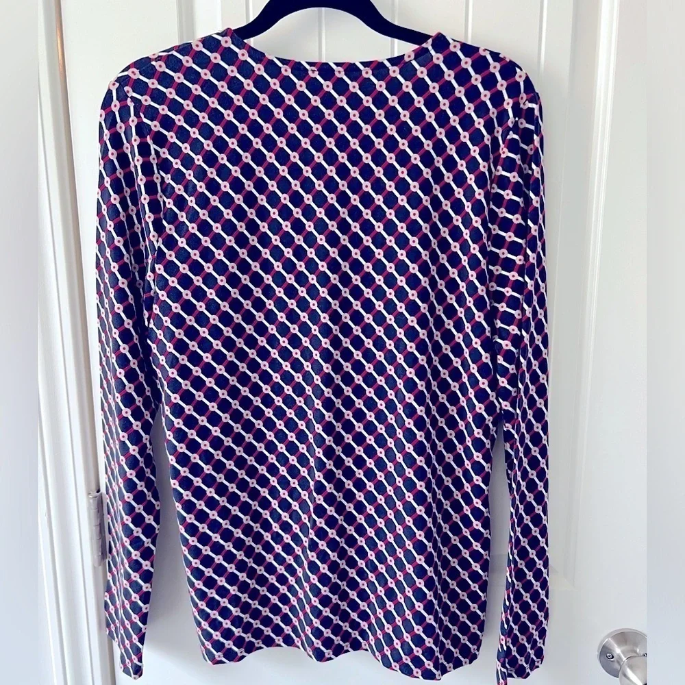 Talbots Crossover‎ Top Navy Red Beige Nautical Size XL - Picture 3 of 8
